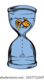 Fish in the hourglass. Vector drawing