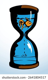 Fish in the hourglass. Vector drawing