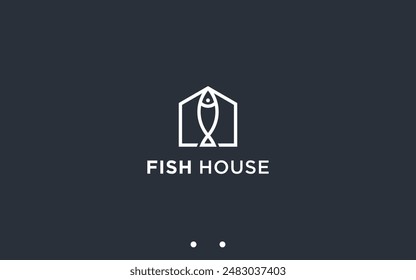 fish house logo design vector silhouette illustration