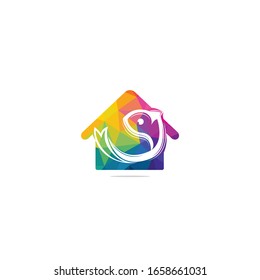 Fish house vector logo design. Fish and home icon vector design icon.