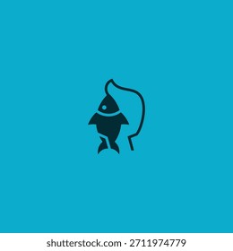 Peixe e cabeça humana design de logotipo abstrato.