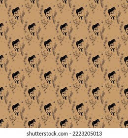 fish hunt, seamless pattern, vector illustration