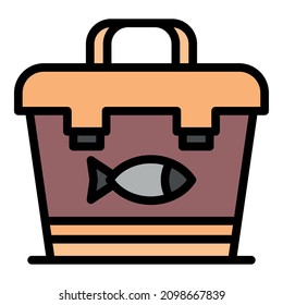 Fish Ice Bag Icon. Outline Fish Ice Bag Vector Icon Color Flat Isolated