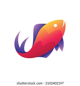 Fish Icon with 3d Gradient Color Style