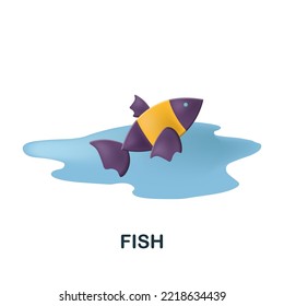 Fish icon. 3d illustration from fishing collection. Creative Fish 3d icon for web design, templates, infographics and more
