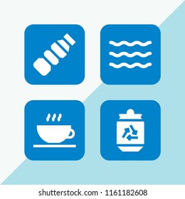 fish icon. 4 fish set with food and restaurant, plastic and ocean vector icons for web and mobile app