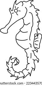 fish icon. aquatic animals with various fins, scales, tail and gills swimming in the water. concept hand drawing