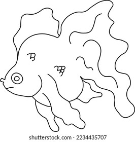 fish icon. aquatic animals with various fins, scales, tail and gills swimming in the water. concept hand drawing