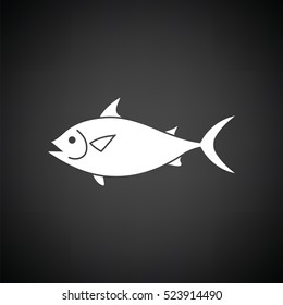 Fish icon. Black background with white. Vector illustration.