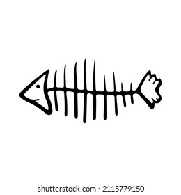 Fish icon. Black contour line sketch drawing. Side view. Vector simple flat graphic hand drawn illustration. Isolated object on a white background. Isolate.