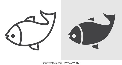 Fish icon Black line art vector logo set

