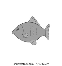 Fish icon in black monochrome style isolated on white background. Seafood symbol. Vector illustration
