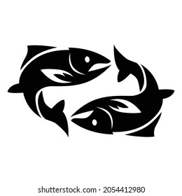 Fish icon black silhouette design template.
