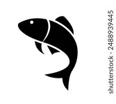 Fish icon black silhouette. Fisheries logo symbol