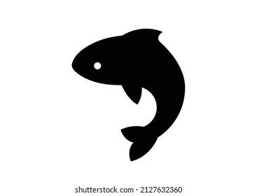 Fish icon black silhouette. Fisheries logo symbol