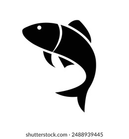 Fish icon black silhouette. Fisheries logo symbol