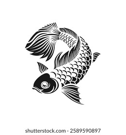 Fish icon black silhouette. Fisheries logo symbol