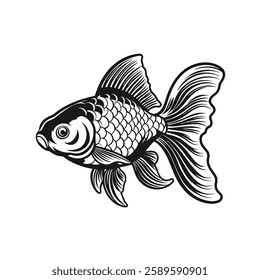 Fish icon black silhouette. Fisheries logo symbol
