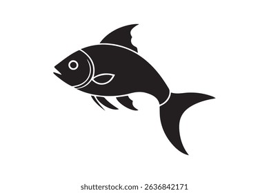 Fish icon black silhouette on white background