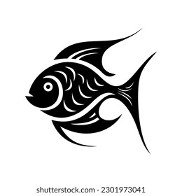 Fish icon. Black silhouette of fish. Vector illustration