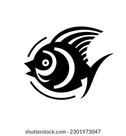 Fish icon. Black silhouette of fish. Vector illustration