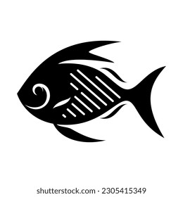 Fish icon. Black silhouette of fish. Vector illustration