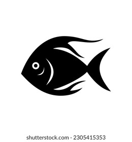 Fish icon. Black silhouette of fish. Vector illustration