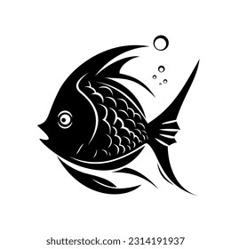 Fish icon. Black silhouette of fish. Vector illustration