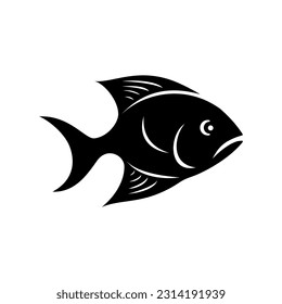Fish icon. Black silhouette of fish. Vector illustration