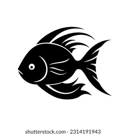 Fish icon. Black silhouette of fish. Vector illustration