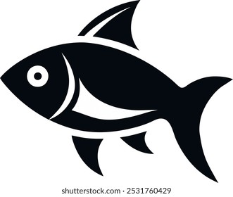 Icono de pescado diseño de Vector de silueta negra