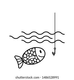 Fish Icon Black Vector Isolated Illustration Marine UnderWater Wildlife Fishing Symbol