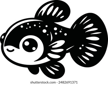 Fish Icon Black and White Vector Graphic