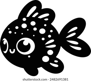 Fish Icon Black and White Vector Graphic