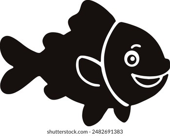 Fish Icon Black and White Vector Graphic