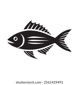 Fish Icon Black and White Vector Graphic
