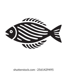 Fish Icon Black and White Vector Graphic
