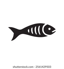 Fish Icon Black and White Vector Graphic
