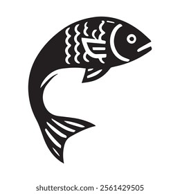 Fish Icon Black and White Vector Graphic
