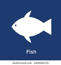 Icono de pescado Azul y blanco