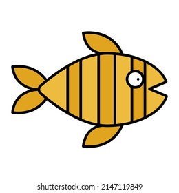 Fish Icon Cartoon. Animal Underwater Character Symbol Vector
