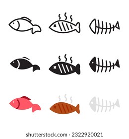 colección de iconos de pescado con tres versiones