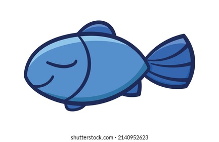 Icono de pez coloreado con la mano ilustración del doodle vectorial. Aislado sobre fondo blanco. Elemento para etiqueta, menú, tarjeta de saludo, tarjeta de vacaciones, embalaje, impresión, logotipo, libro, web, móvil, pegatina.