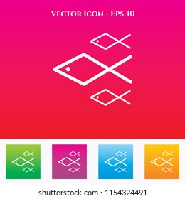 Fish Icon in Colored Square box. eps-10