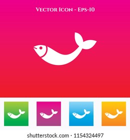 Fish Icon in Colored Square box. eps-10