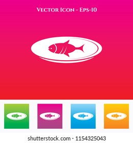 Fish Icon in Colored Square box. eps-10