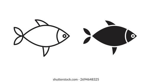 Concepto de icono de pescado. Símbolo del logotipo para el Web y el móvil. Pixel perfecto.