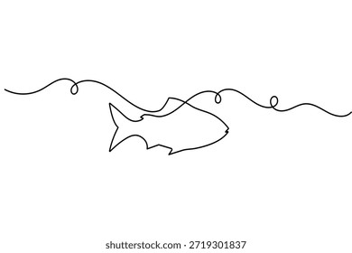 Fish icon continuous one line drawing and minimalist style isolated outline vector illustration