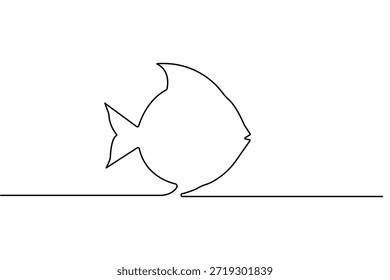 Ícone de peixe desenho contínuo de uma linha e estilo minimalista isolado contorno vetor ilustração
