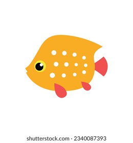 Fish icon. Cute cartoon illustration of a little coral fish isolated on a white background. Vector 10 EPS.